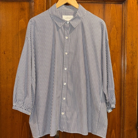 THE GREAT. Tops - THE GREAT. Stripe Button-down Oxford Shirt